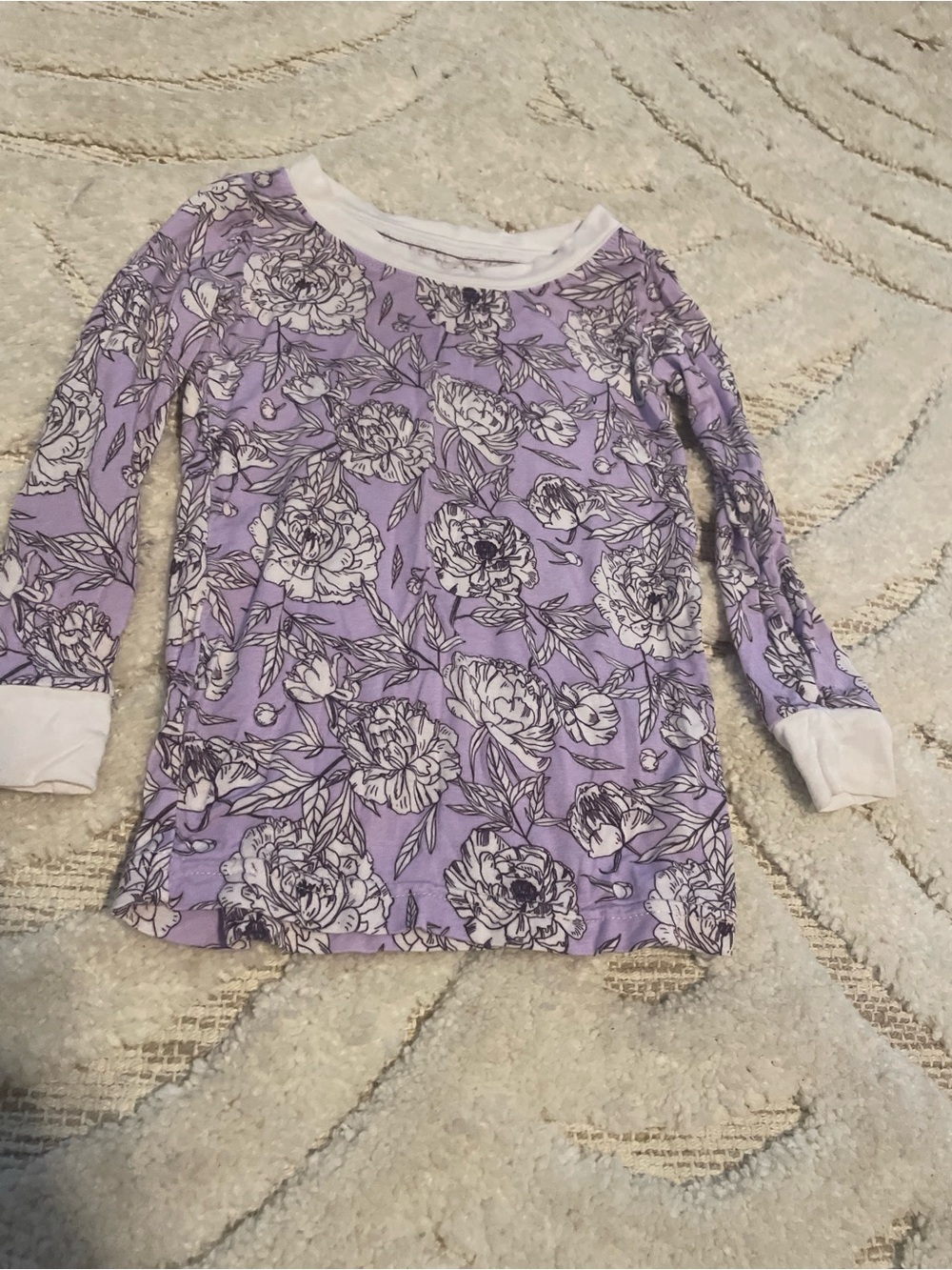 Little Sleepies Lavender Floral Long Sleeve Pajama Top Sz 2